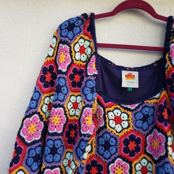 FARM RIO Flower Crochet Mini Dress - Picture 6 of 10